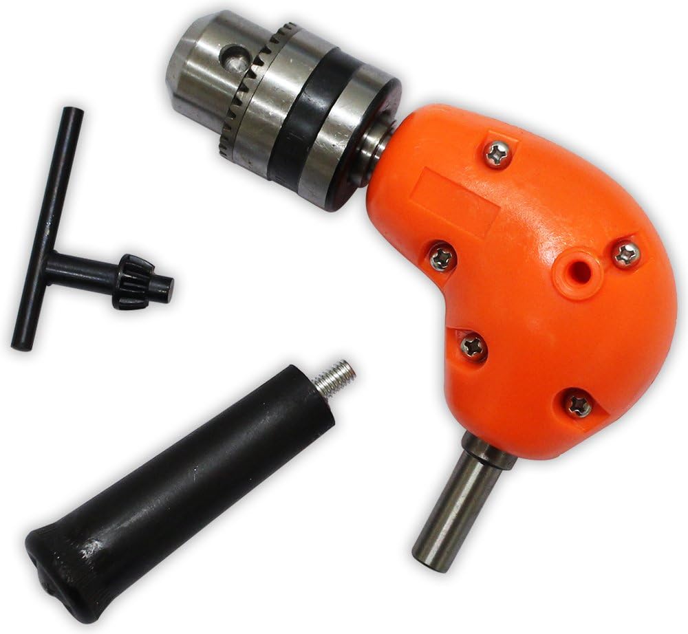 QUIX Right Angle Drill Attachment | Compact Design for Confined Spaces | Versatile Application with Drill, Drive, Buff, Sand Capabilities | Includes Chuck Key | Measures 5" x 3.5" (12.7 cm x 8.9 cm)