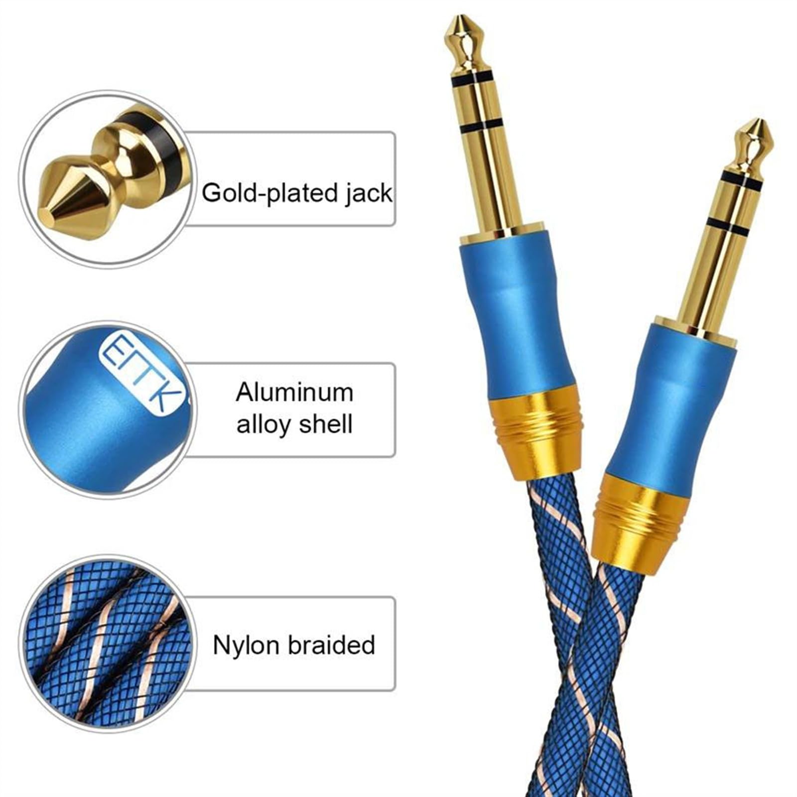 Cavo Per Chitarra TRS Jack Da 6,35 Mm 1/4 '' Cavo Da Maschio A Maschio Per Amplificatore Per Tastiera Per Chitarra Elettrica Cavo Audio per Strumento Chitarra (Color : 300cm)