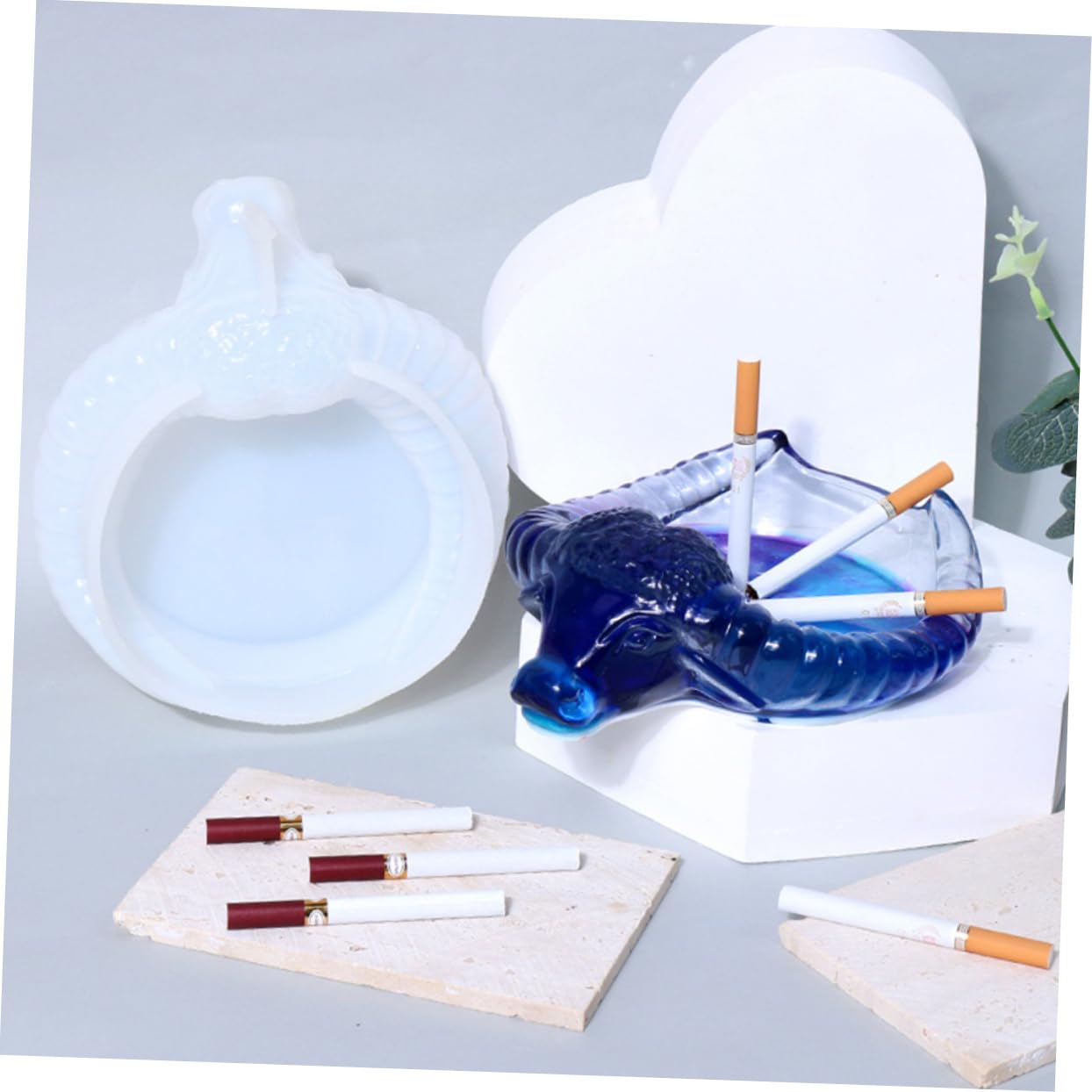 NUOBESTY 2pezzi Stampo Silicone Forma Di Testa Di Mucca Per Epoxy Contenitore Di Stoccaggio Flessibile e Creativo Per Decorazioni Fai Te e Oggetti Arredo