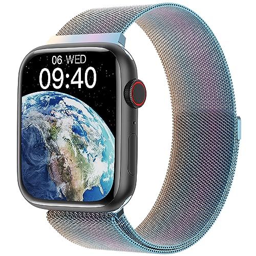 Image of Fire-Boltt Vogue Large 2.05 inch Display Smart Watch, Always On Display, Wireless Charging, App Based GPS with Bluetooth Calling & 500+ Watch Faces (Steel Rainbow)