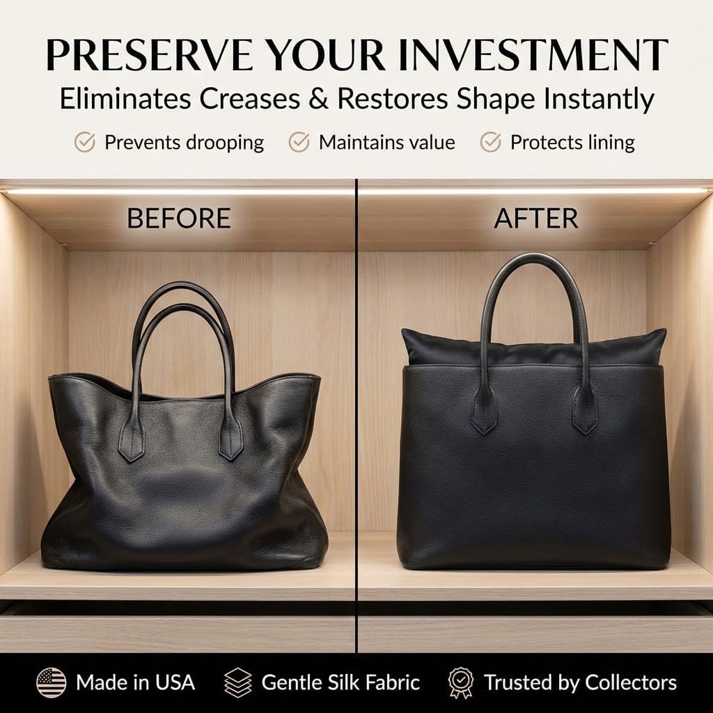 Purse Insert Pillows - Custom Cushioned Handbag Fillers by Fabrinique - Set of Shaper Inserts Made to Maintain Small to Large Purses - Prevents Creases and Damage (Black, 3PC Set)