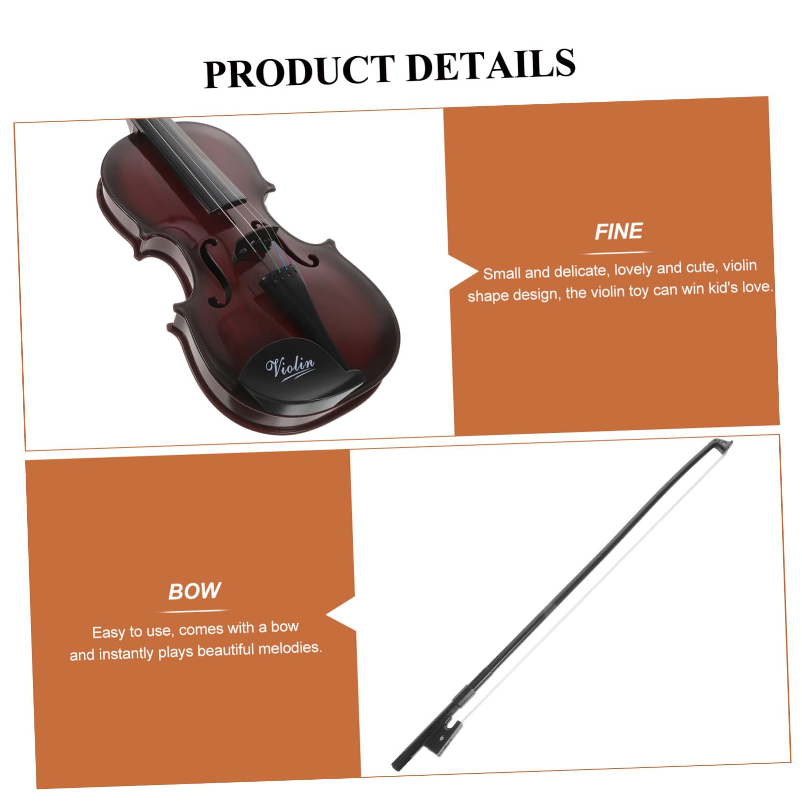 Violino Giocattolo per Bambini Marrone Plastico 1 Pz | Forma Violino, Piccolo e Delicato, Regalo Compleanno, per Ragazzi e Ragazze