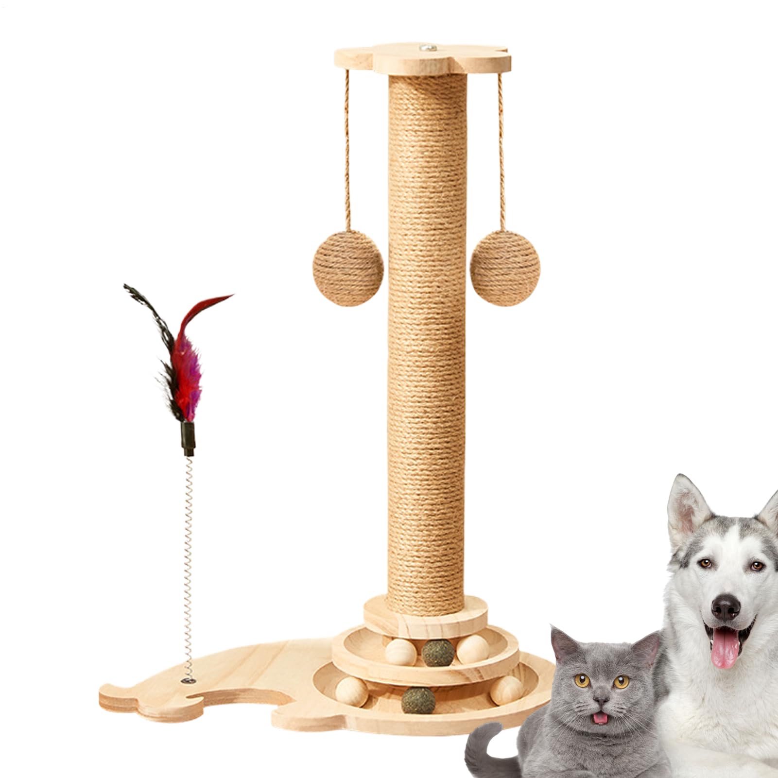 Griffoir interactif 4-en-1 multifonction avec jouets stimulants pour chat