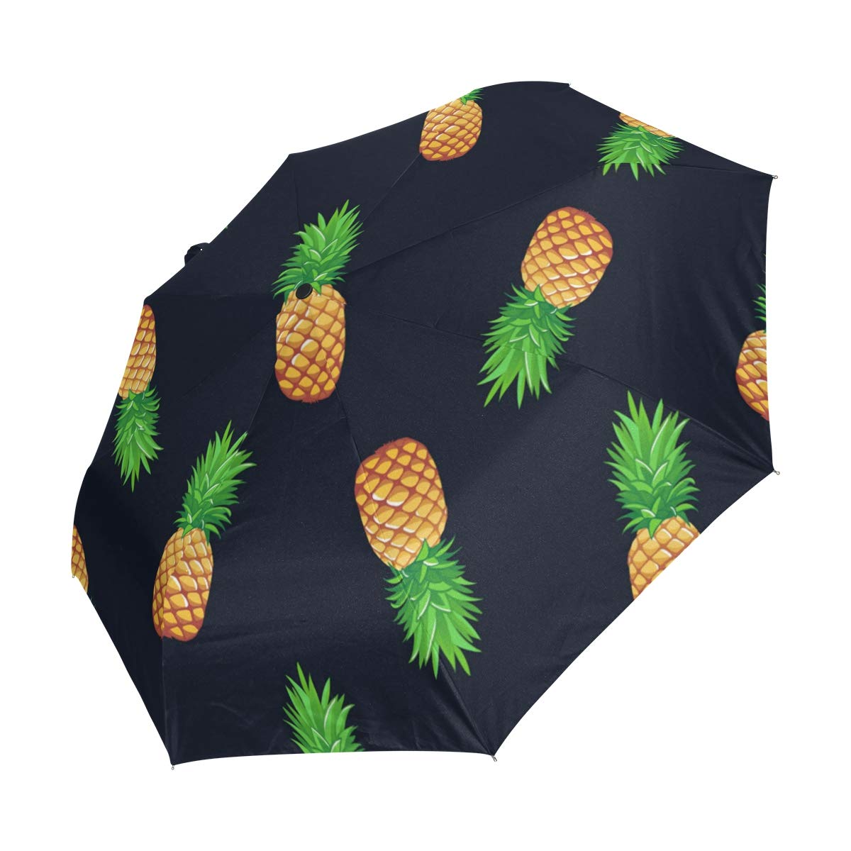 BIGJOKE Parapluie 3 Plis à Ouverture Automatique Motif Ananas Tropical Coupe-Vent léger Parapluie de Voyage Compact pour garçons Filles Hommes Femmes