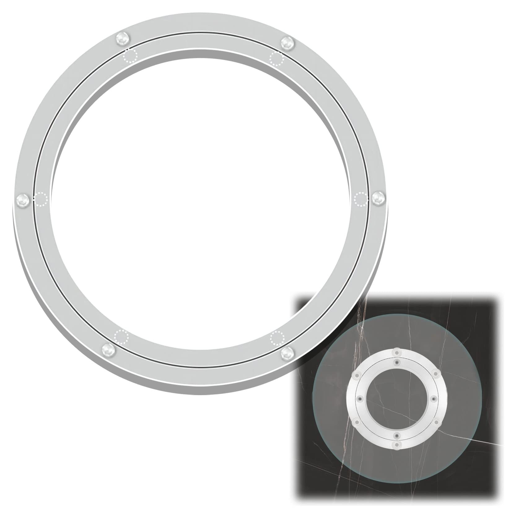 ApuaVireo&Co Aluminium Alloy Turntable Bearing， Lazy Susan Turntable Bearing Silver Multiple Sizes(350 Mm)