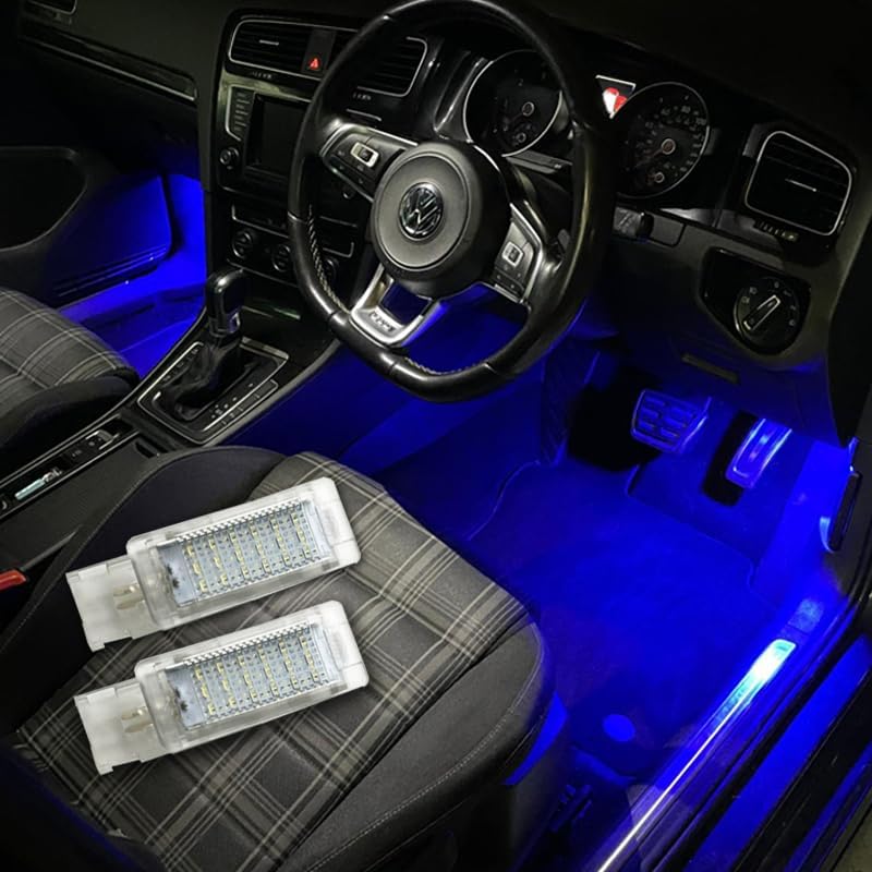 Footwell Door Interior Lights Golf MK5 MK6 MK7 7.5 LED VW WHITE BLUE RED SMD OEM Replacement - 2PCS (Blue)