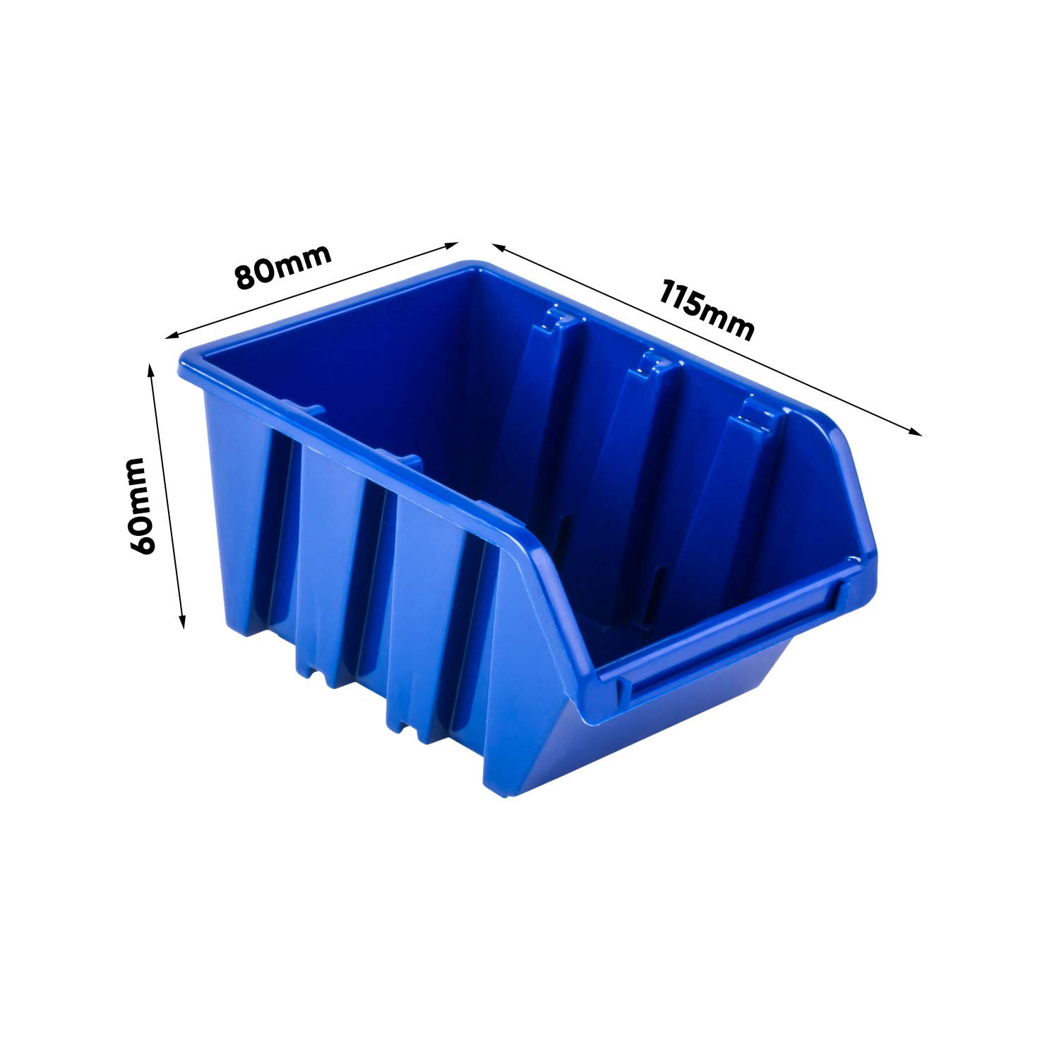 PAFEN Stapelboxen Wandregal 772 x 780 mm - Lagersystem Sichtlagerkästen Schüttenregal - Wandplatten 82 Stück Boxen (Rot/Blau/Schwarz)