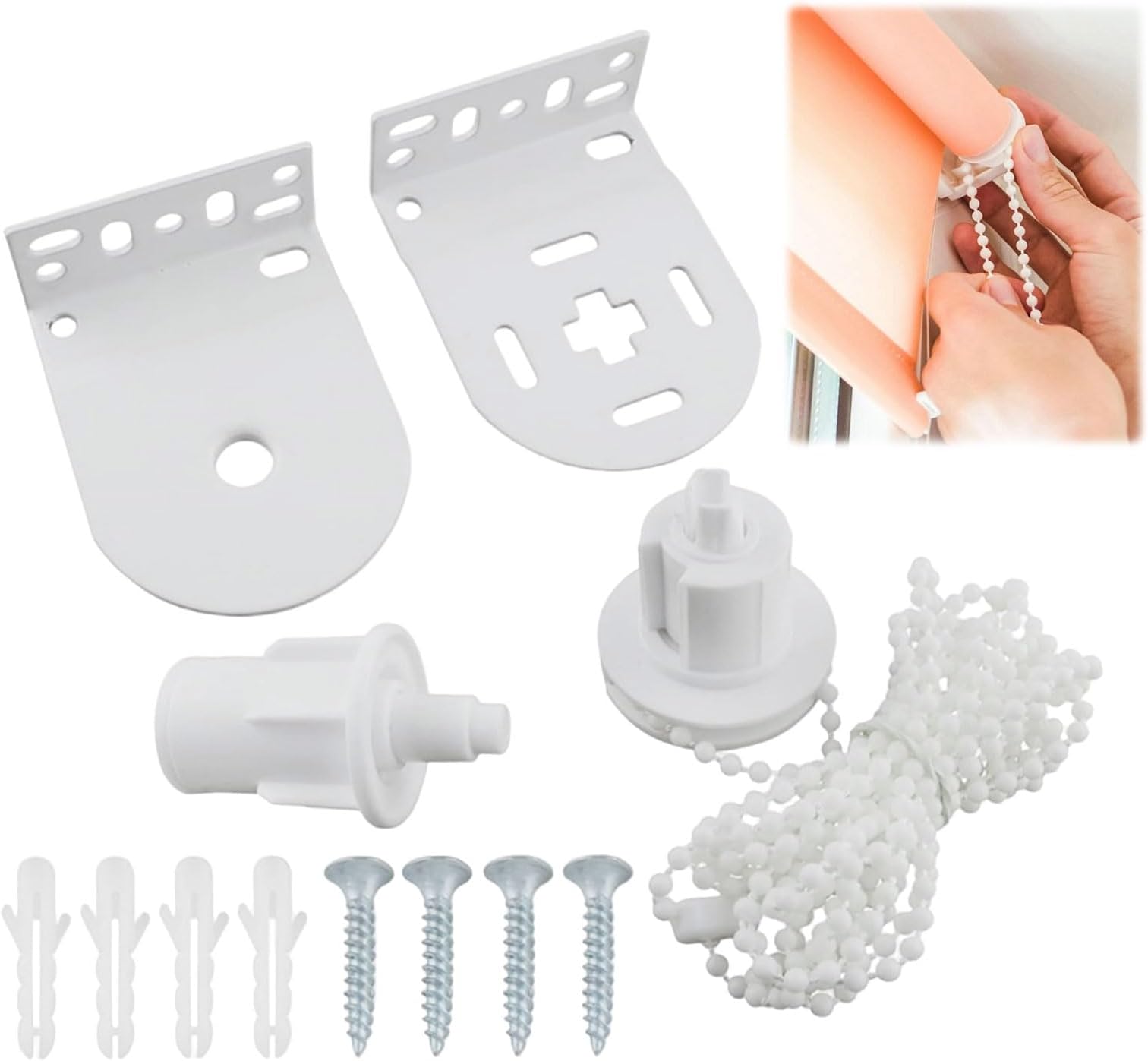 Roller Blind Fittings,30mm Roller Blind Spares,Blind Brackets,Includes Clutch,Chain,and Metal Brackets Durable Repair Parts Mechanism,Max Load 5 KG,Suitable for Window Roller Blinds