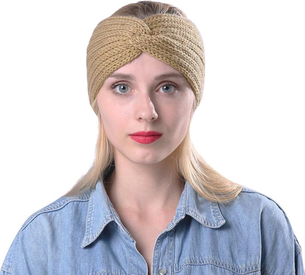 Brown Bow Style Winter Headbands for Women Wool, Ear Warmers for Women Headband Knit Thick Cold Weather Warm Ear Muffs Winter Ear Protector-image-23