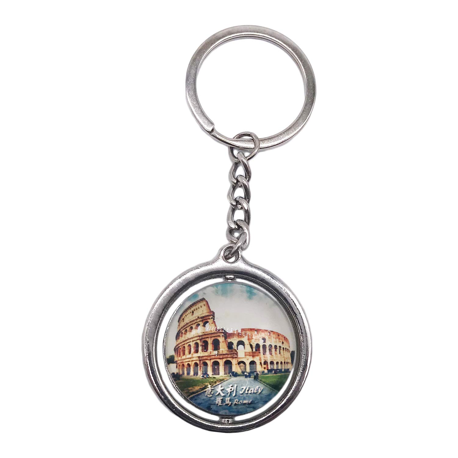 Wedarego Unisex Rome Italy Roma 3D Glass Crystal Keychain Keyring Rotating Decoration Tourist Souvenir Men Women Accessories Gift Rotating Decoration