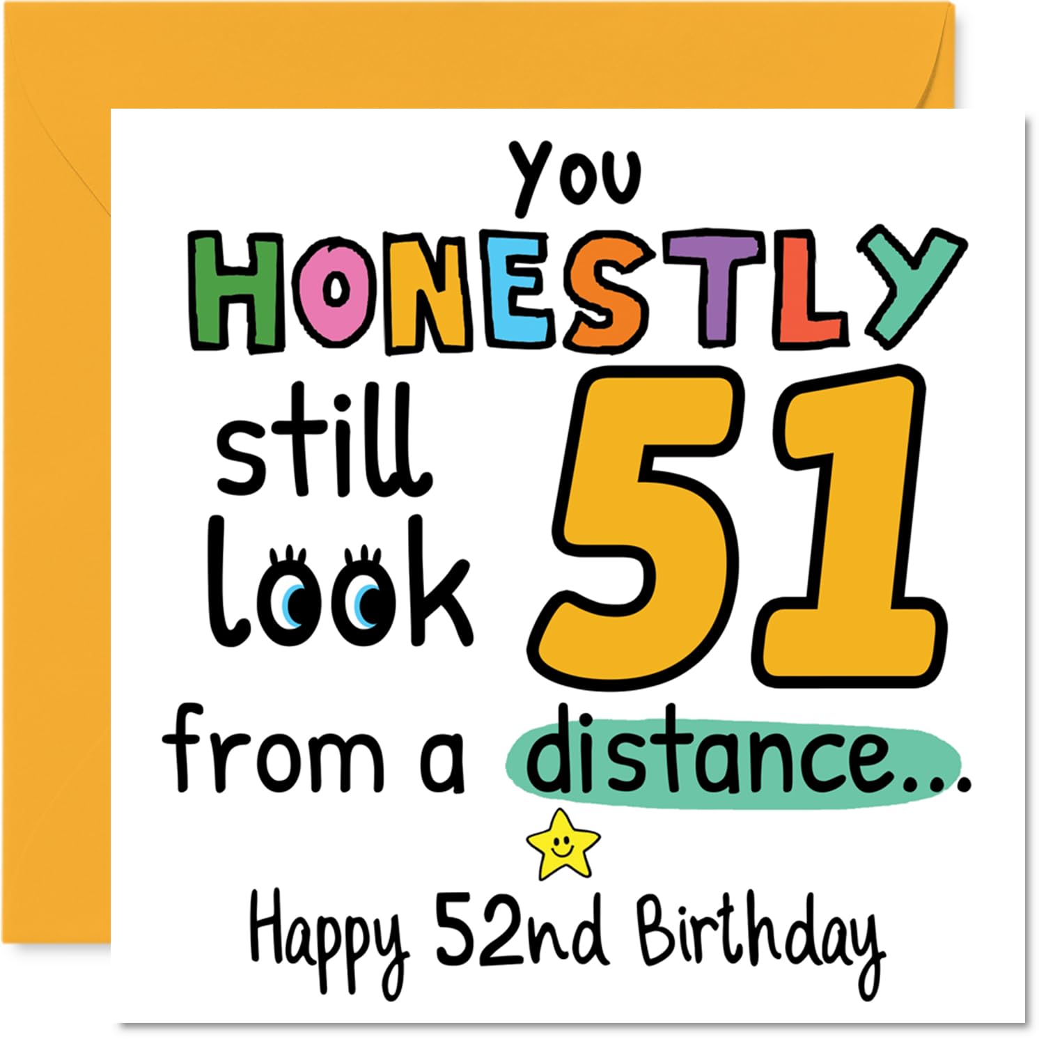 52nd Birthday Cards for Women and Men, From a Distance