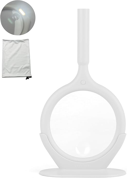Magnifying Glass, High-Brightness 3-LED Light, 2.5X, 4X Handheld, Magnifying Glass Support, Anti Glare Filter, Storage Pouch, White, Black and Pink Color (White)