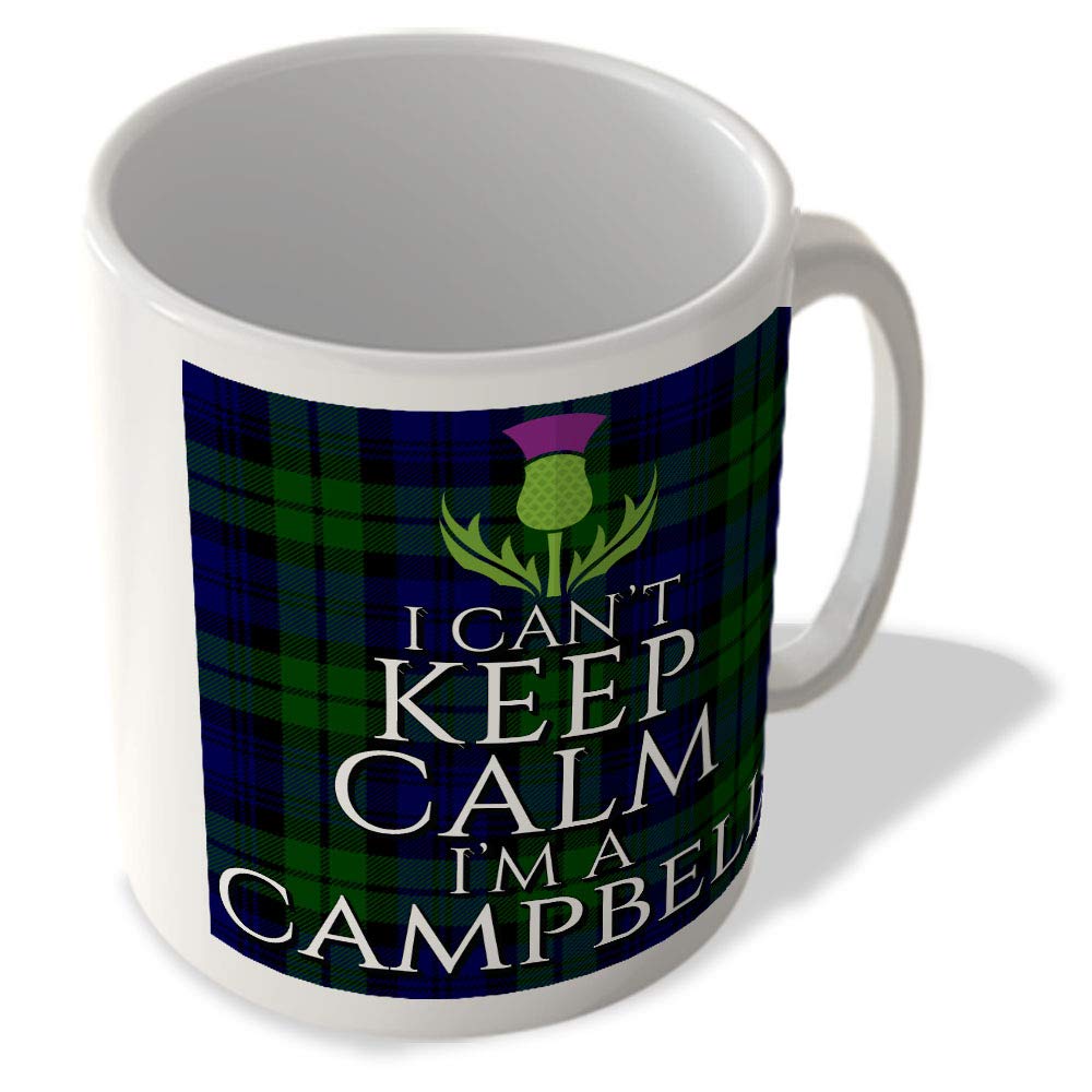 Mcmug White - I Can't Keep Calm I'm A Campbell - Campbell Modern Tartan - (Thistle) - Scottish Mug, Ceramic, 11Fl.oz.