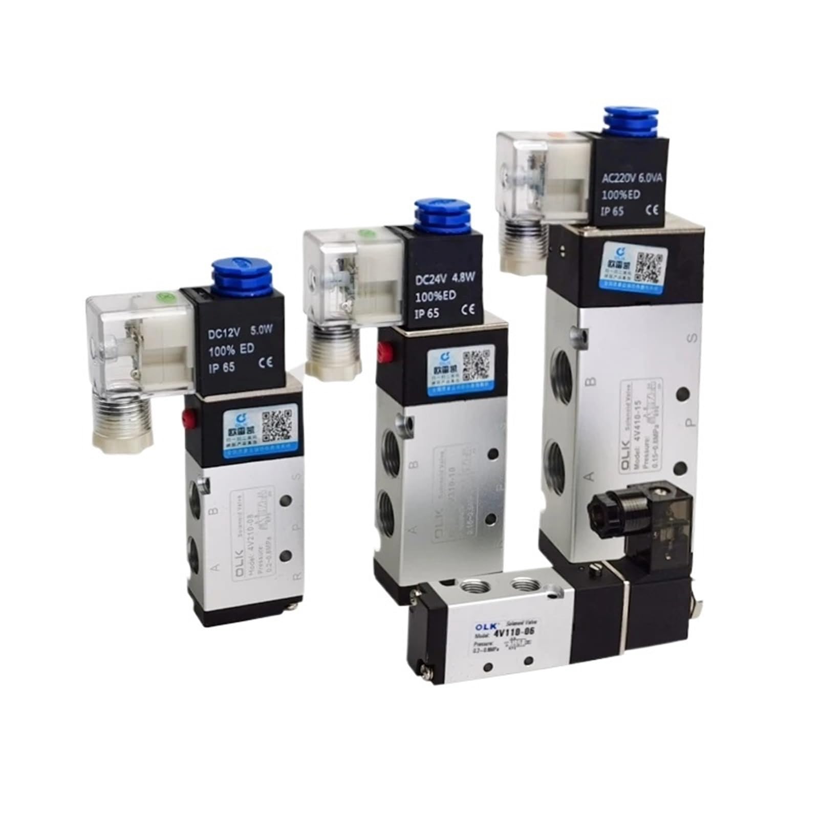 1pcs 4V210-08 4v110-06 Pneumatic 5 Way Air Valve 5/2 Electromagnetic DC12V DC24V Solenoid Valves Controller AC110V AC220V 4V310-10(4V110-06,AC220V)