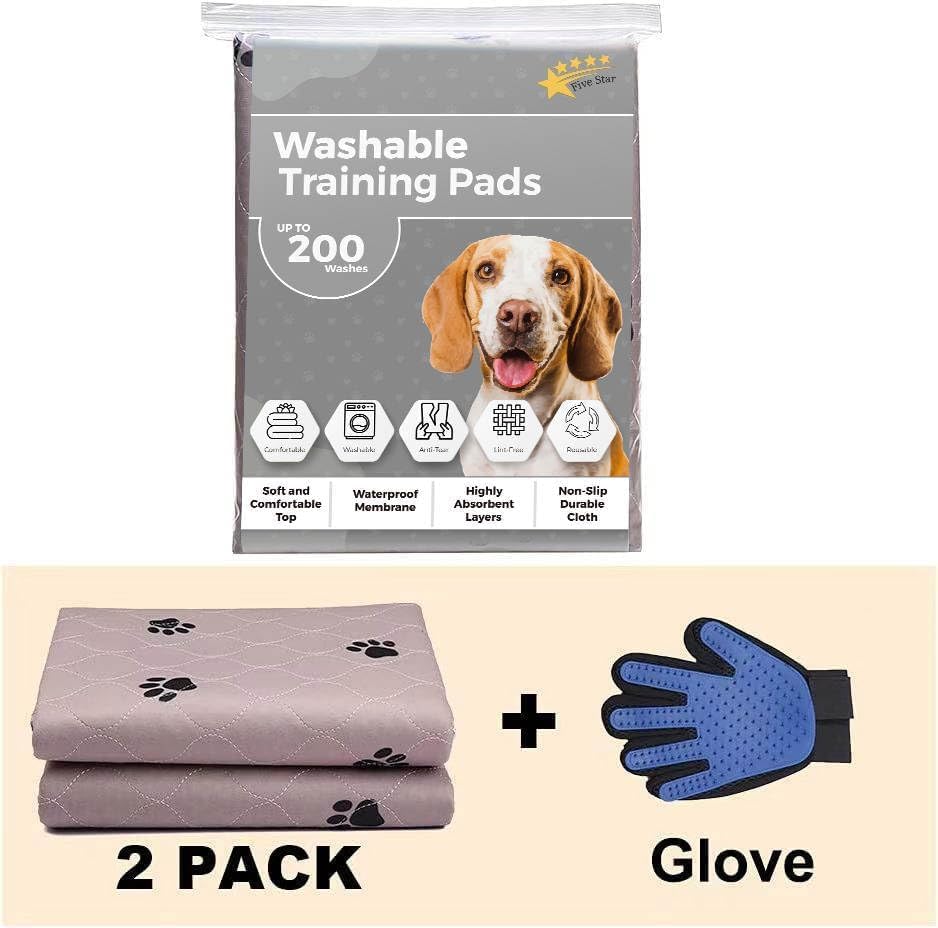 Miniatura 7 de Almohadillas lavables para orina de perro con guantes de aseo gratis, almohadillas reutilizables para orina de cachorro, tapetes antideslizantes con