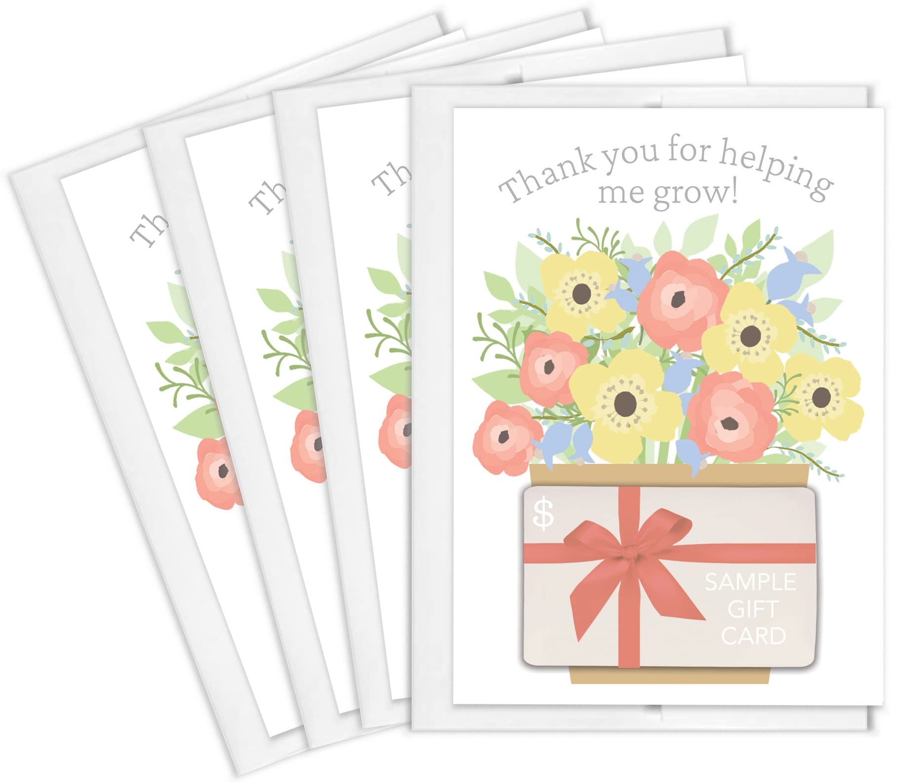 Amazon.com : Tiny Expressions – Teacher Appreciation Gift Card Holders (Set  of 4 Giftcard Holders) | Pastel Flower Pot Design | 5"x7" Inches including  A7 Blank Envelopes | Made in the USA