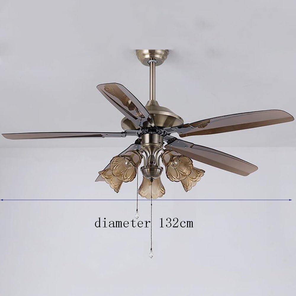 YUEGOO Ceiling Fans with Lamps,Silent Retro Fan Light Restaurant Living Room Bedroom Fan Chandelier