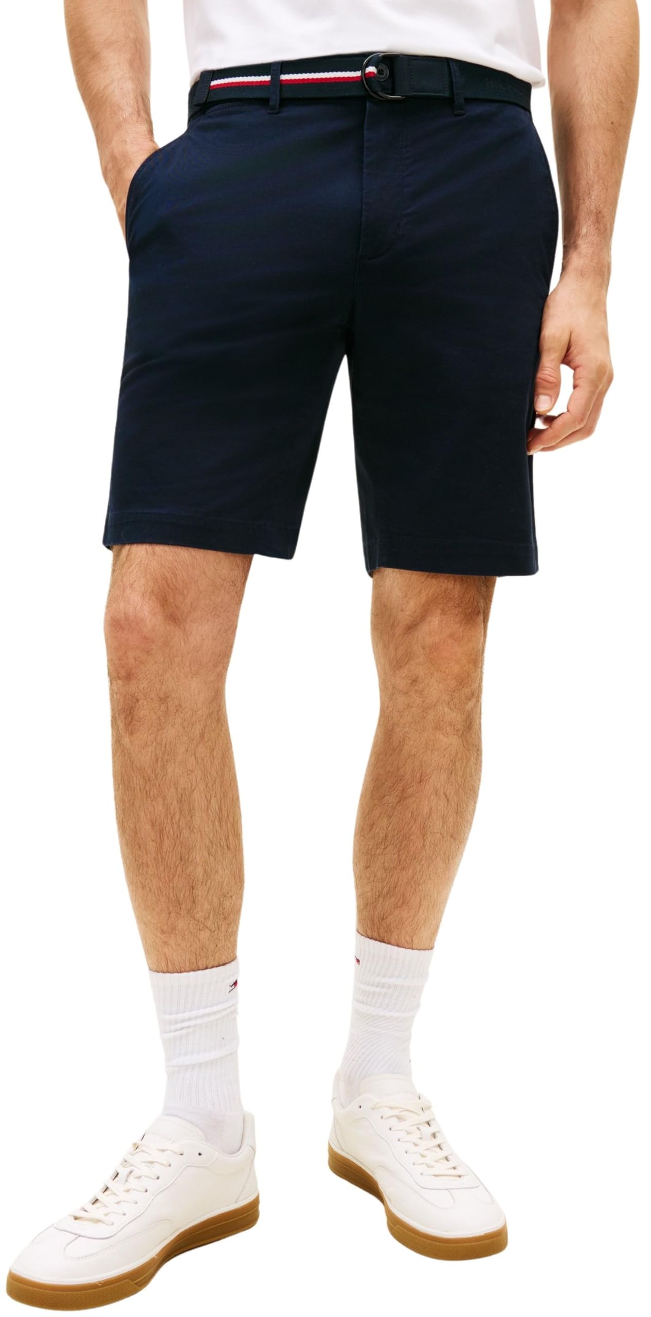 Tommy Hilfiger Denton Essential Twill Belted Chino Shorts, Navy, Size 36, Men