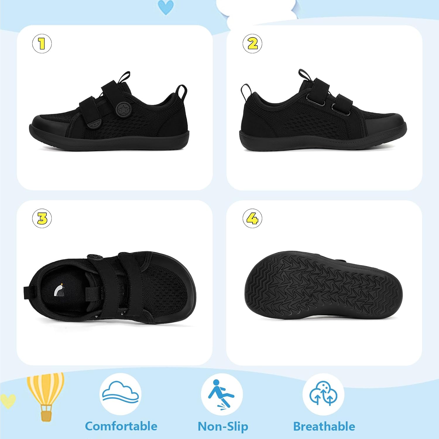 Barefoot Shoes for Toddlers Kids,Wide Toe Box Minimalist Sneakers Boys Girls Lightweight Breathable Walking Shoes AB Design