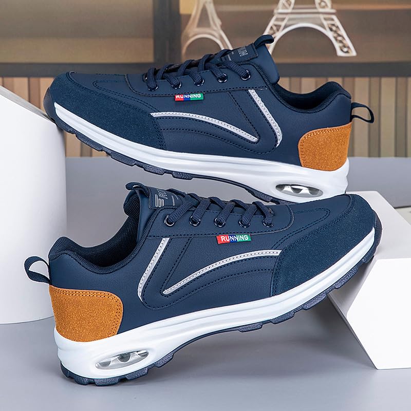 Running Athletic Sneakers, Air Cushion Sports Shoes, Lightweight Breathable Training Shoes for Men, White Navy Black3