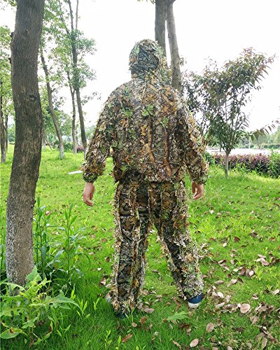 HYFAN Ghillie Anzüge 3D Blätter Wald Camouflage Kleidung Outdoor Army Military Camo Kleidung für Jungle Jagd, Paintball… – Bild 7