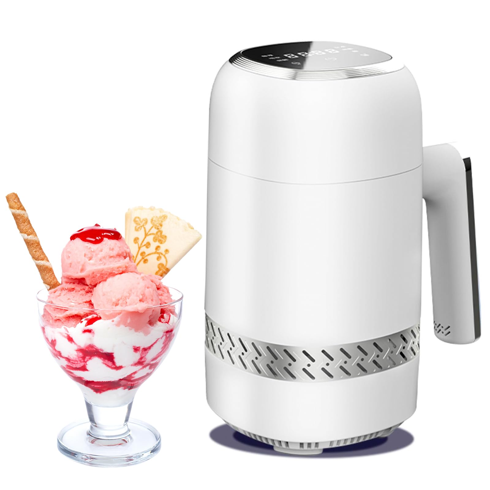 Smart Ice Cream Maker Mit Halbleiterkühlung, 12-v-softeis-eismaschine Mit Led-Display Und 6 Modi, DIY Healthy Ece-crem-Hersteller Für Gefrorene Eiscecream-joghurt-milchshake-reiswein