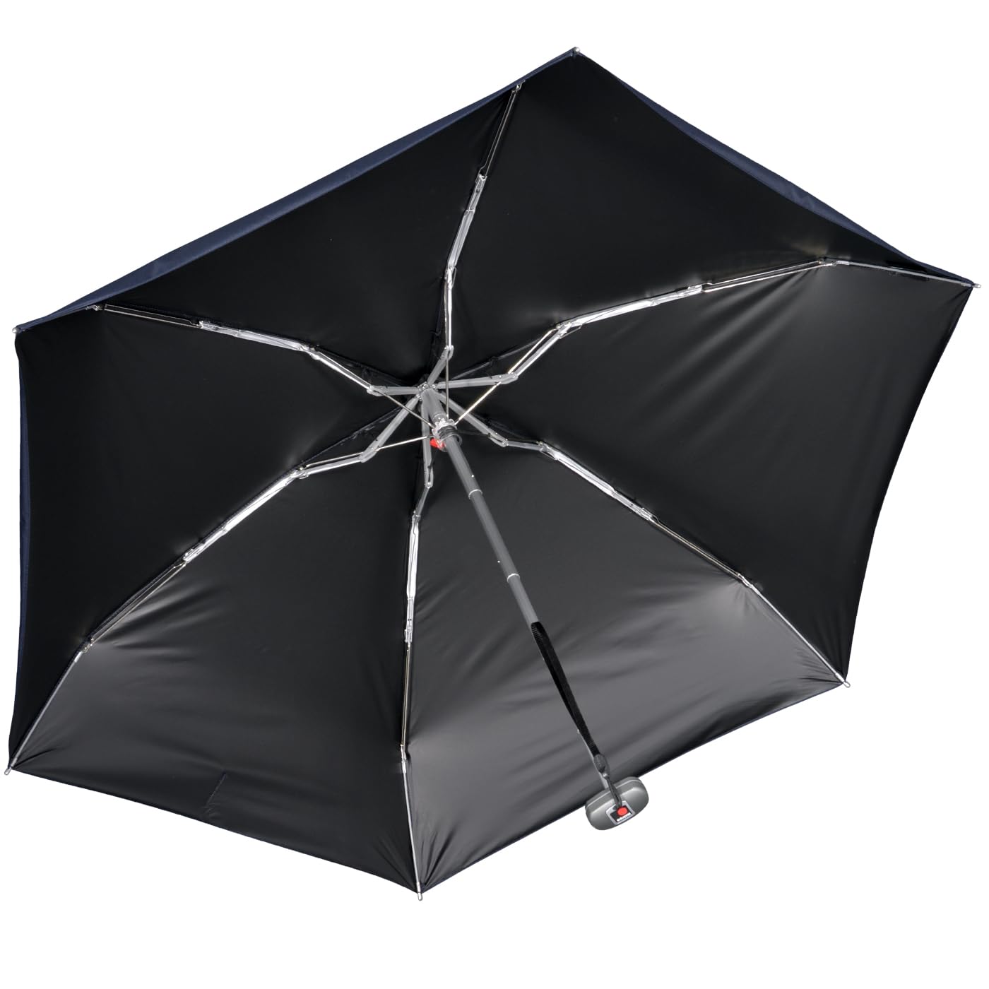 Knirps Paraguas pequeño y ligero, diseño de rayas, azul marino, revestimiento negro, protección UV, 93 cm, Compacto