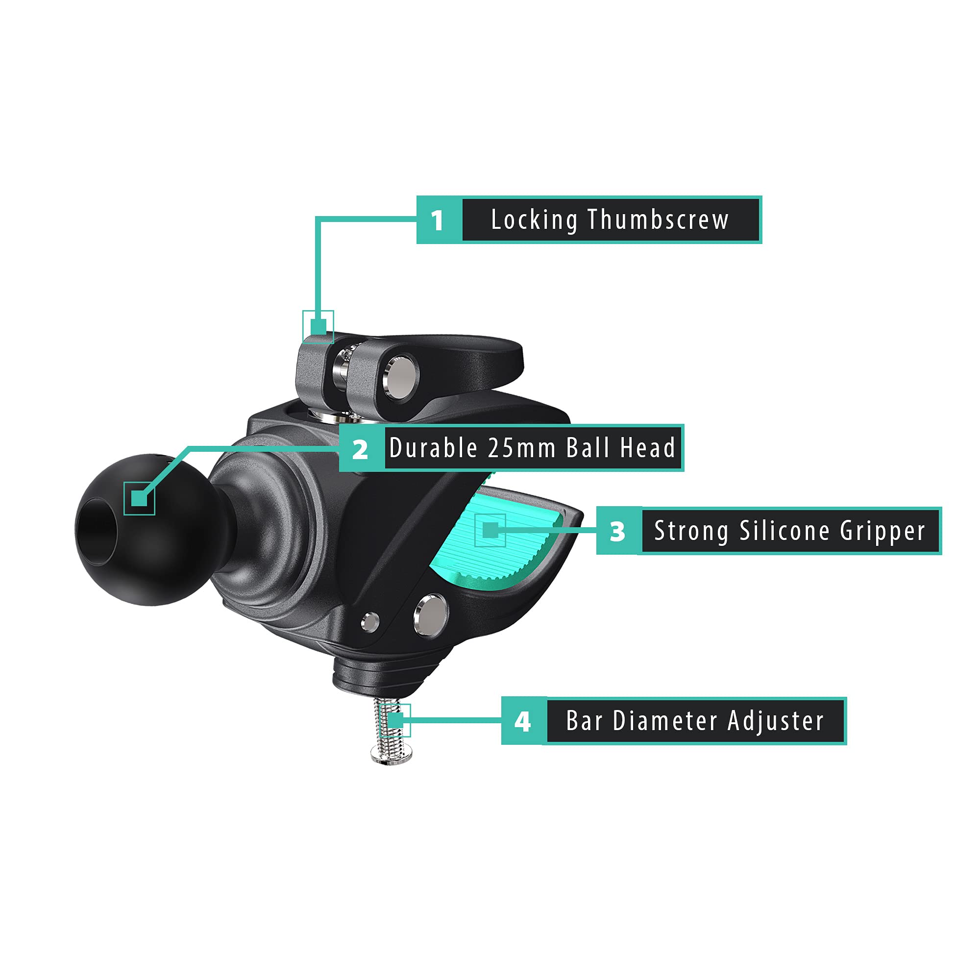 Ultimateaddons - Supporto universale per telefono da moto con presa di presa, adatto per telefoni da 12 a 19 cm