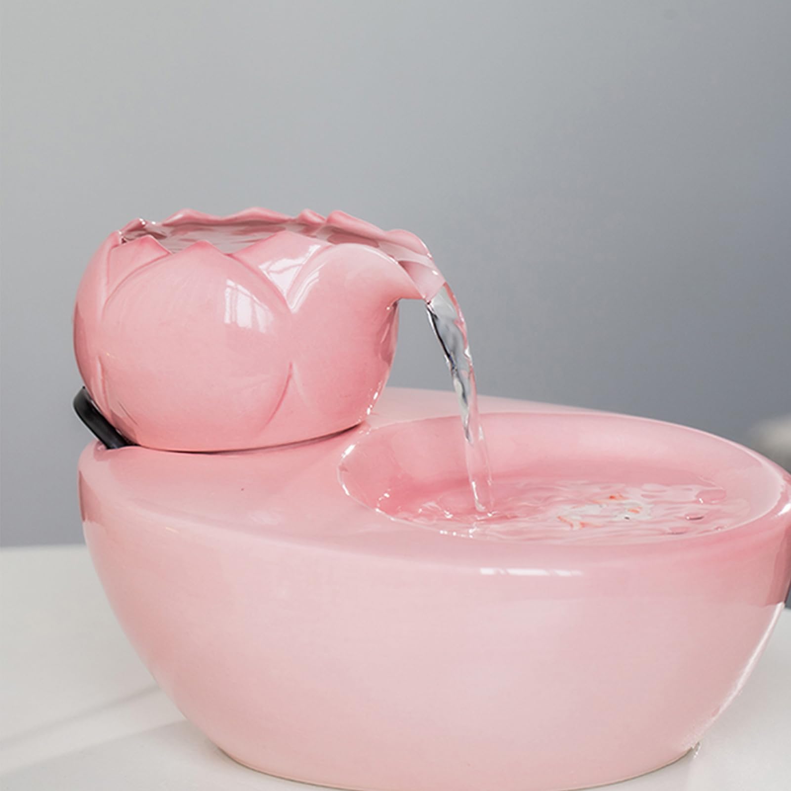Neigbarer Katzennapf Wasserspender für Haustiere Katzenfutternapf Schwerkraft-Futterspender für Kaninchen Katze Welpe Meerschweinchen Chinchilla Vogel (Rosa)