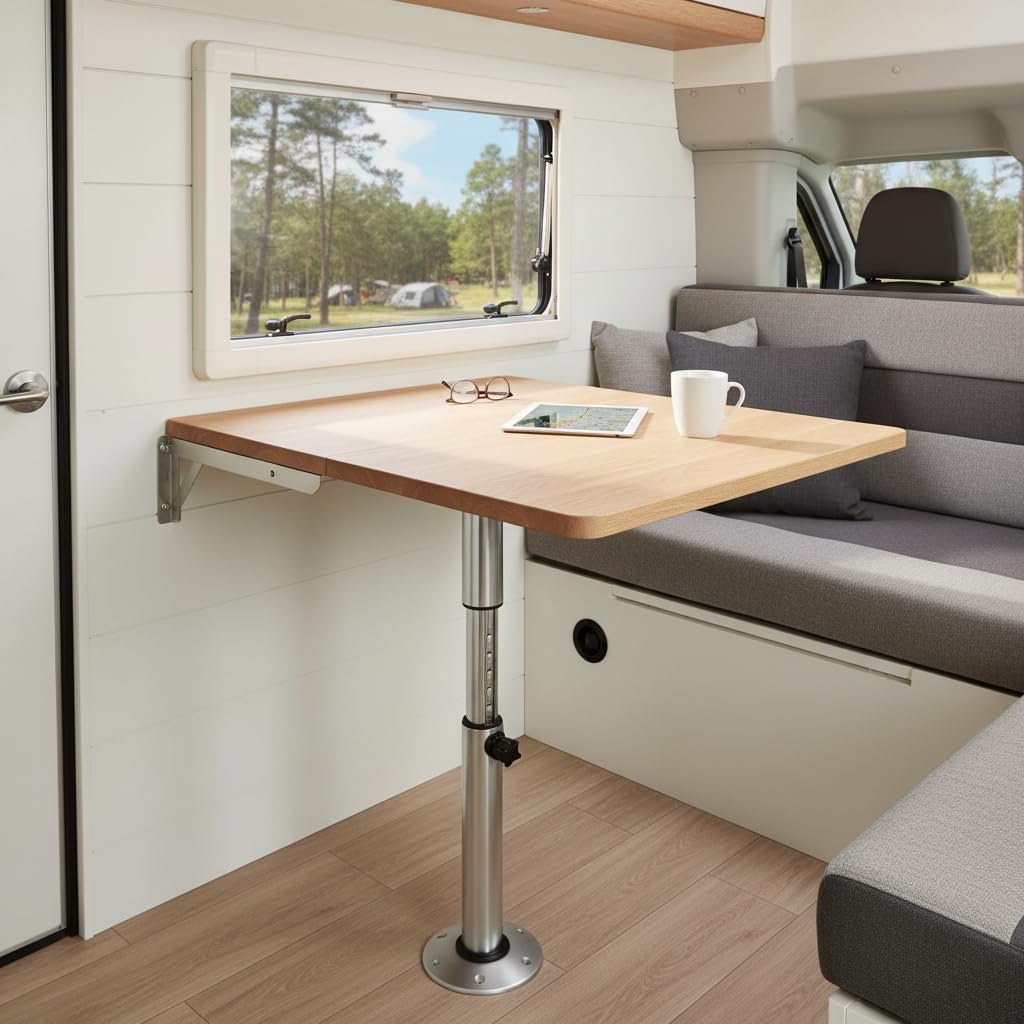 Piédestal de Table Réglable en Aluminium, Support de Bureau Universel, Hauteur 56-71 cm, Base de Montage pour Camping-Car et Yacht
