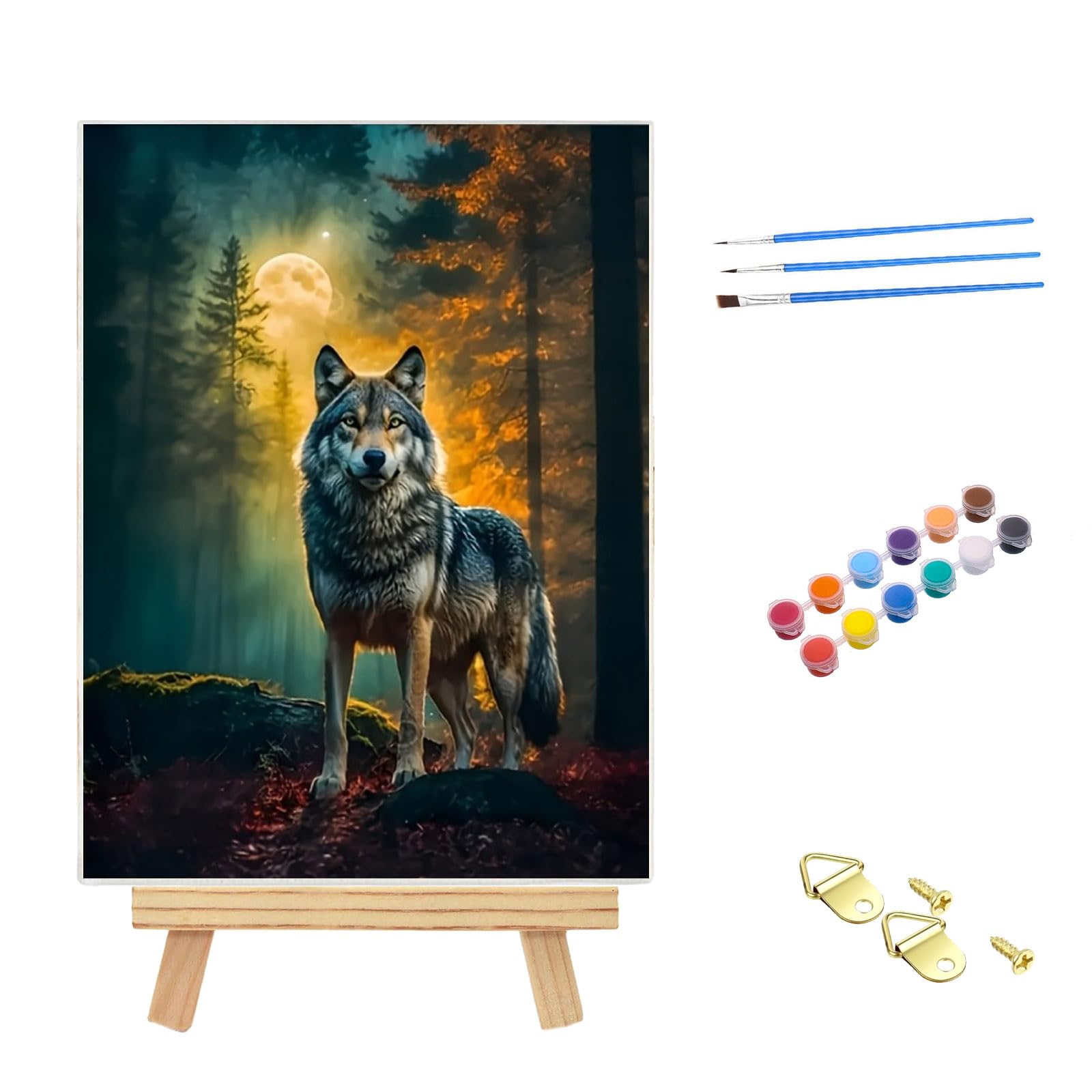 Jiqinsiye Wolf Adults Paint By Number Kits,Animal Painting By Number Kits On Canvas,Large Color By Numbers Adult Watercolor Gifts For Friends Wall Decor