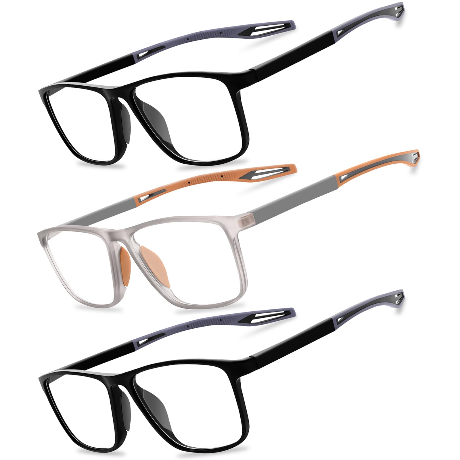 2 Stück Herren Lesebrille Sportbrille mit Blendschutzfilter Leichte Gläser