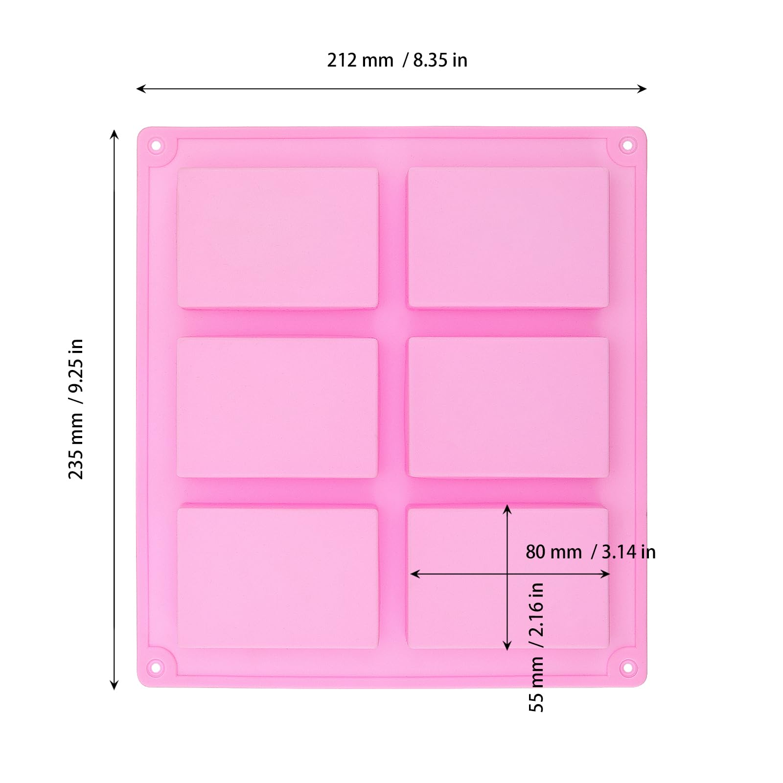 6 stampi rettangolari in silicone per sapone fatto in casa, 6 pezzi