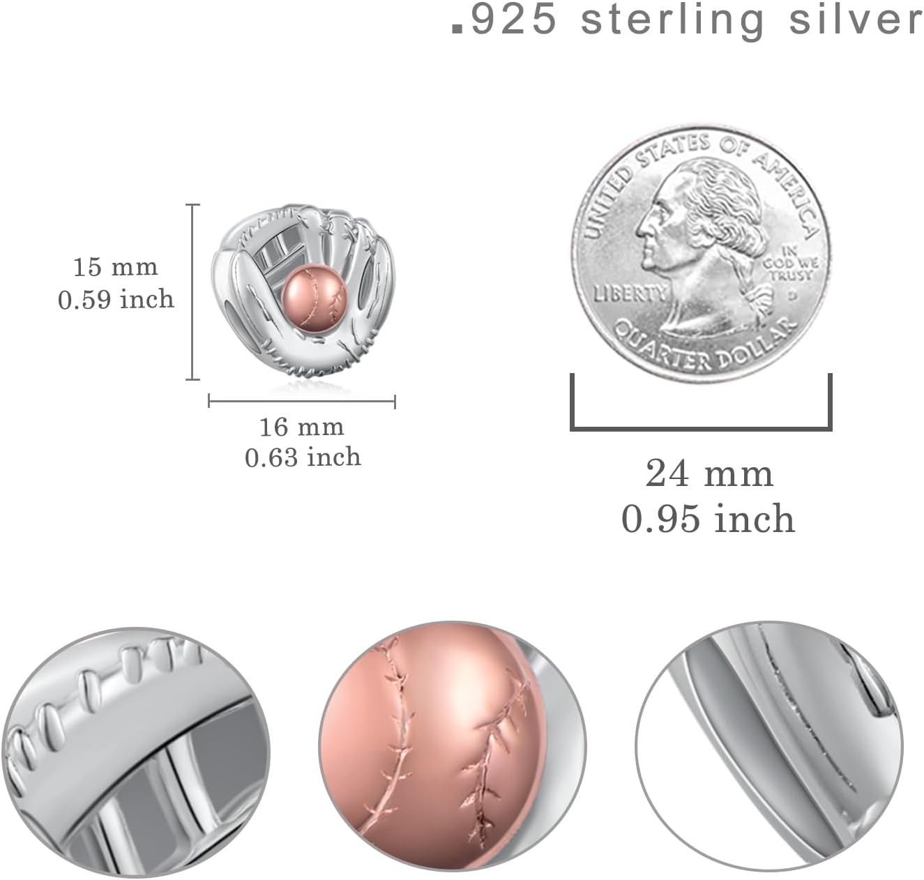 Sport Charm Sterling Silver Volleyball/Baseball/Softball/Soccer/Basketball/Football/Pickleball/Hockey Charms for Bracelets Sport Jewelry Gifts for Women - Image 4