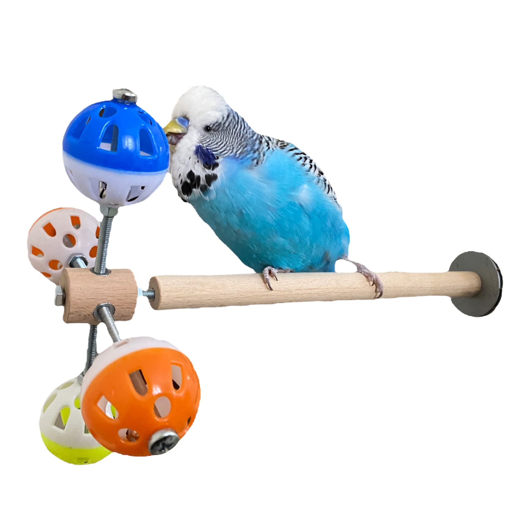 PERSONALIZED Perch Toy with Rotating Balls for Birds, Budgies, Budgerigars, Parakeets, Parrots, Cockatiels, Parrotlets, Lovebirds, Ringnecks, Conures