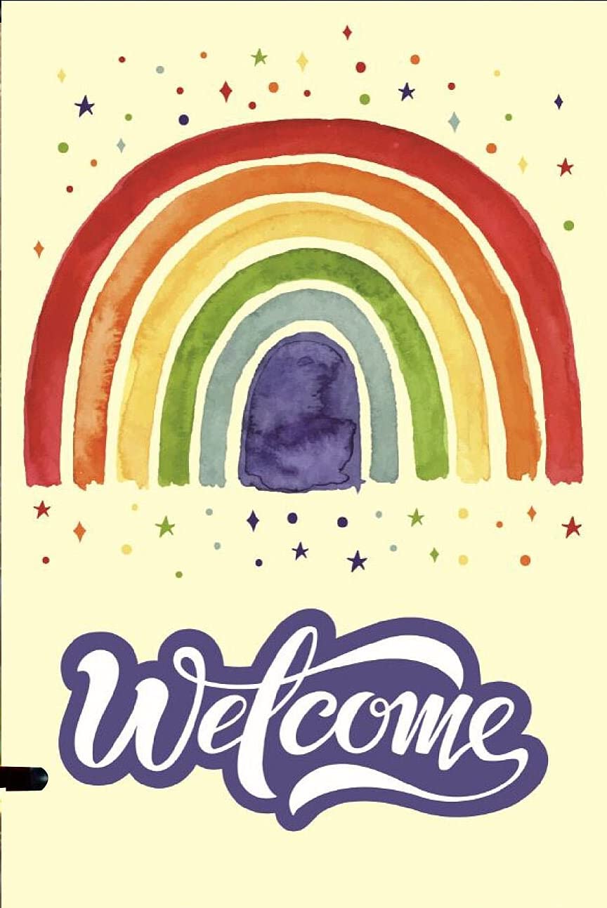 HOUVSSEN Metal Sign Rainbow School Daycare Entrance Halloween Poster Decor Tin Sign 8x12inch