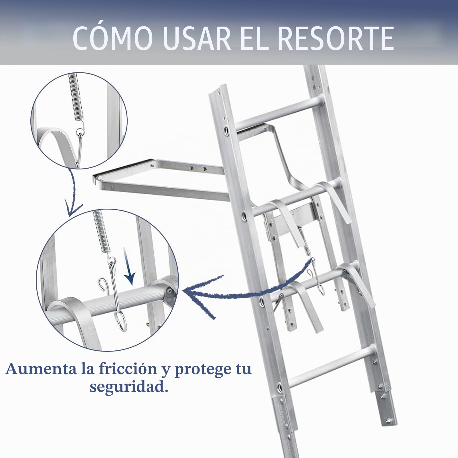 Separador de escalera de aluminio resistente, estabilizador de escalera en forma de V con parachoques de goma antideslizante, ajuste universal para la mayoría de escaleras, accesorio de escalera
