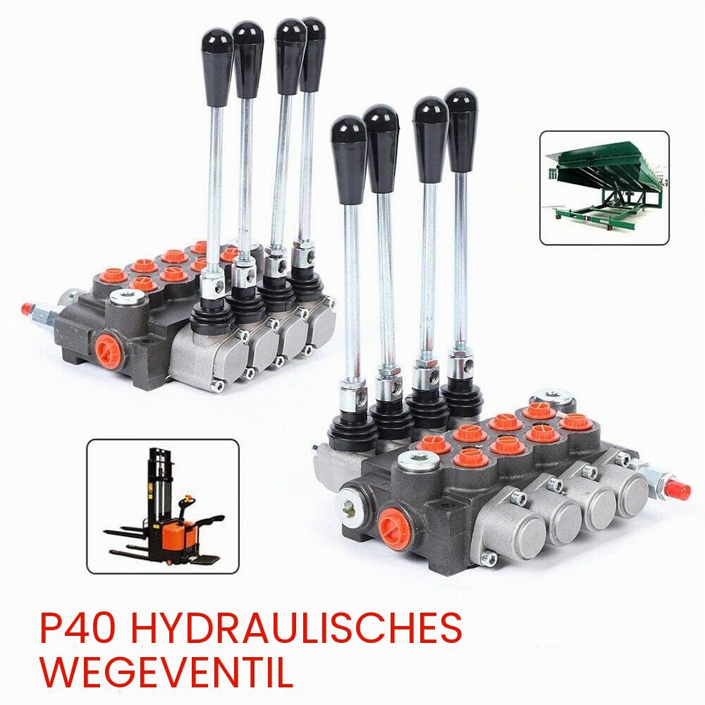 Hydraulik 4-Fach Handsteuerventil, 3600psi P40 Hydraulisches Wegeventil Hydraulik Steuergerät, Einstellbar Handhebelventil 40l/Min Spool Hydraulische Directional Control Valve ür Traktoren