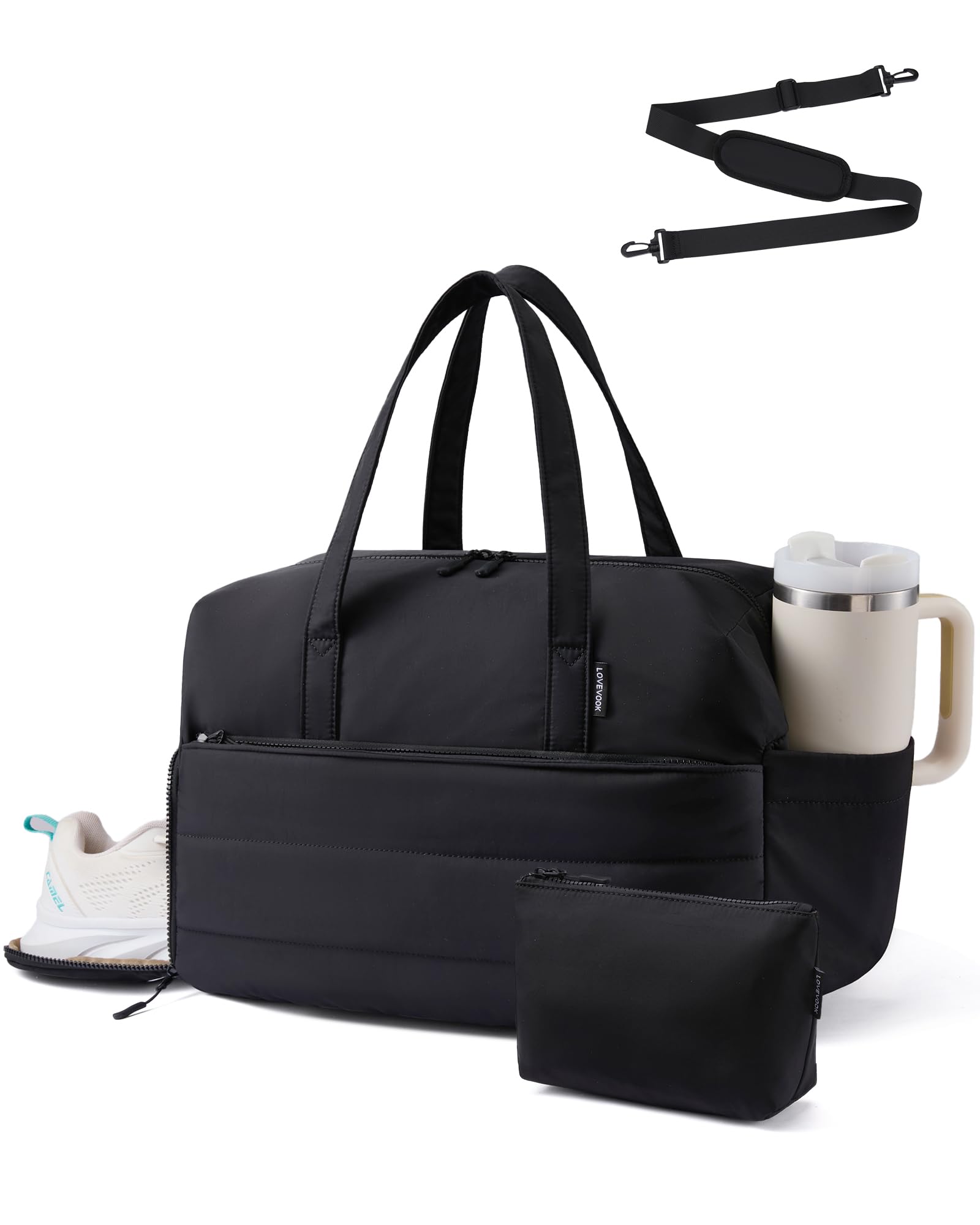 LOVEVOOK Sporttasche Reisetasche Klein Damen, Leichte Puffer Weekender Travel Bag Kliniktasche Geburt, Schwimmtasche Gym Tasche mit Schuhfach für Fitness, Flugzeug Reise Urlaub