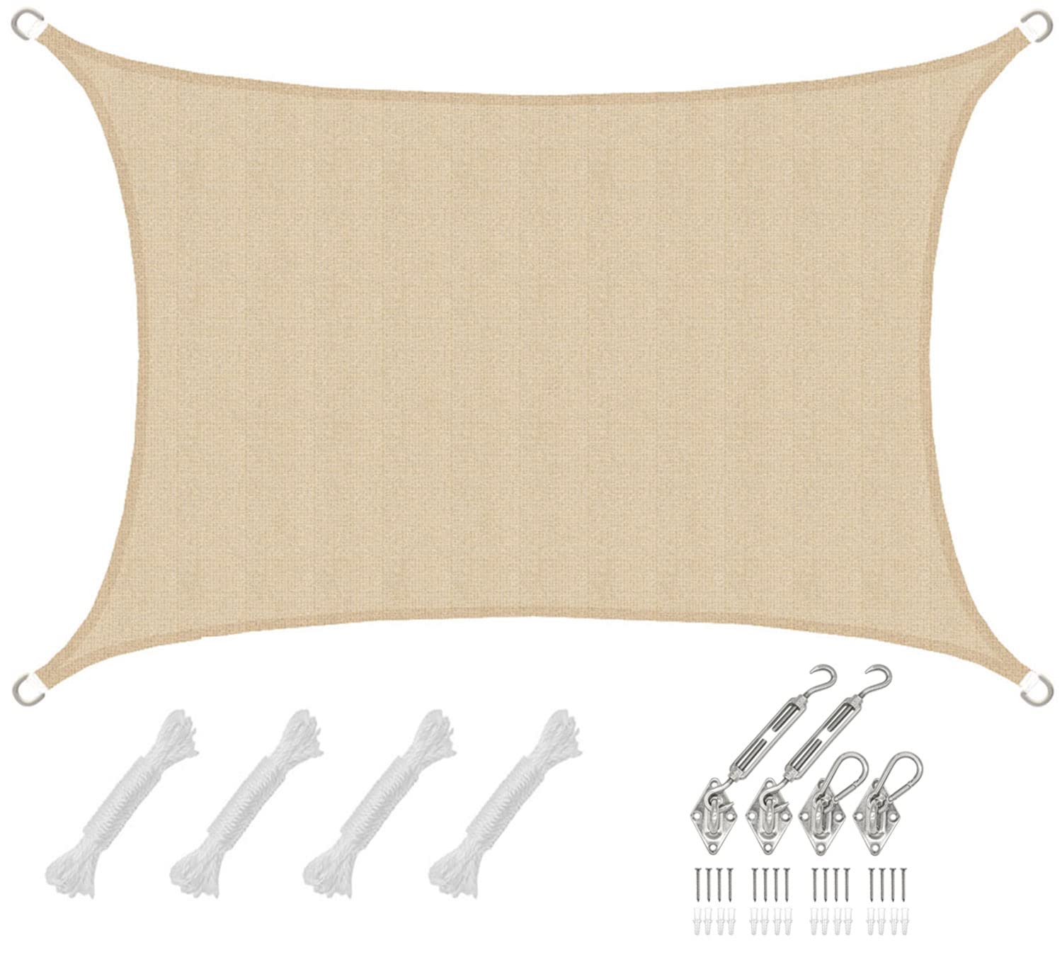 AMANKA 4,2x4,2x6 Voile d'Ombrage Rectangulaire Respirante - Toile de Jardin avec Fixation Acier INOX