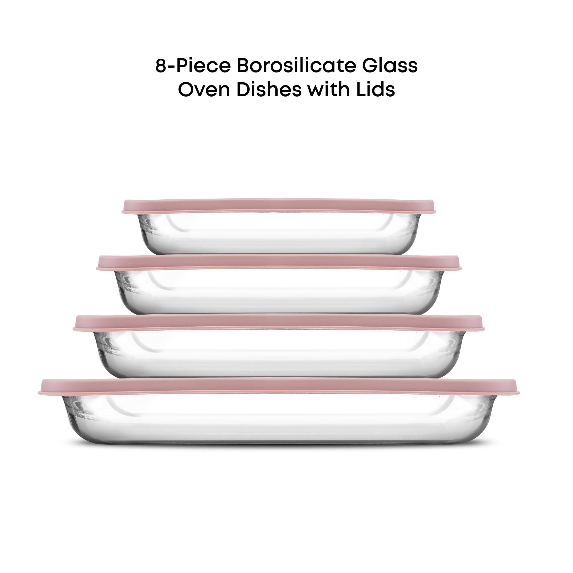 JoyJolt Glass Baking Dish Set - 8 Piece Oven Safe -2