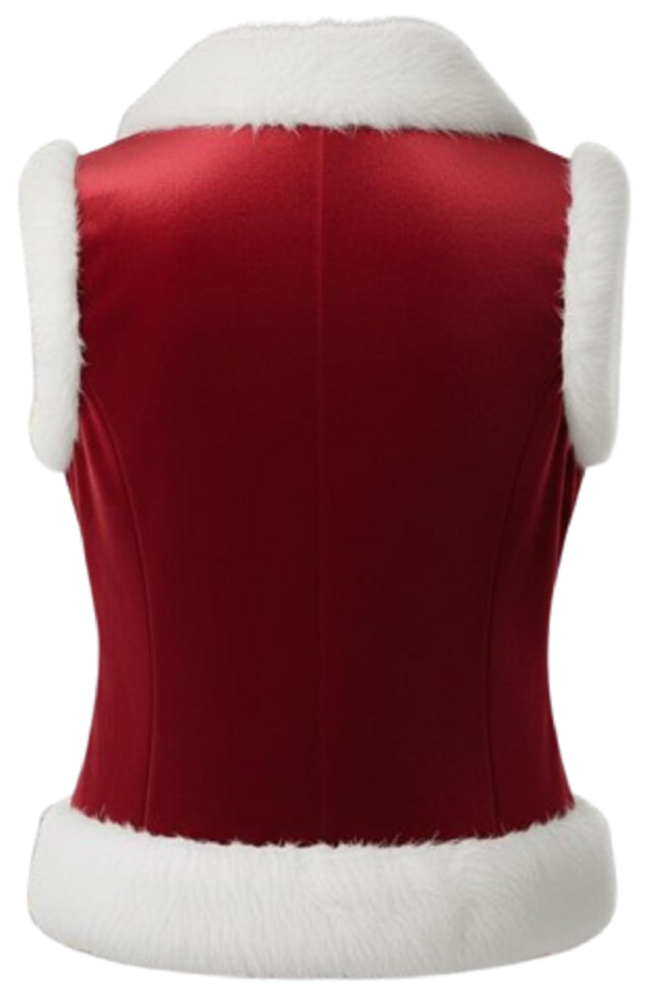 Gilet da donna in velluto rosso con pelliccia sintetica – vestito per feste di Natale
