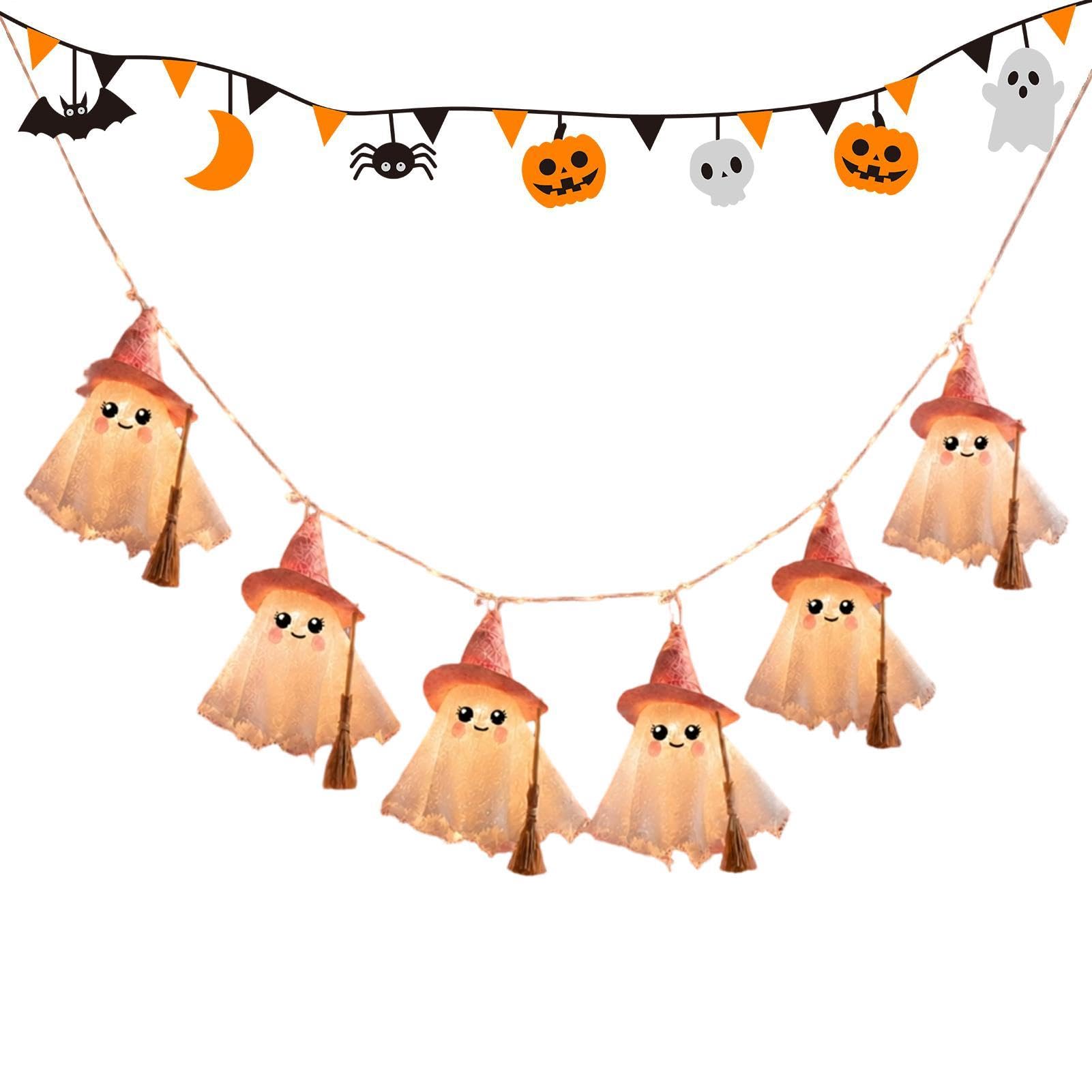 Halloweenowe Lampki Łańcuchowe Do Wnętrz 182 cm Upiorna Świetlna z Duchami
