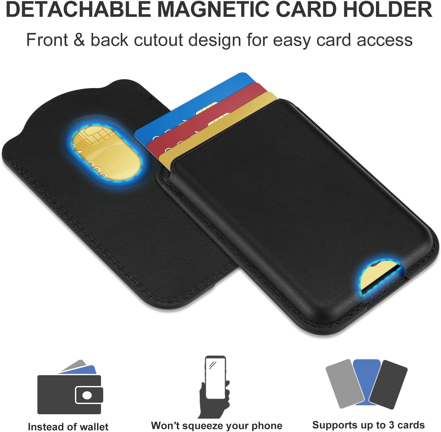 Magnetic Case for Samsung Galaxy S26 Ultra with Detachable Card Holder [Compatible with MagSafe] Soft Liquid Silicone Slim Galaxy S26 Ultra Wallet Case Black