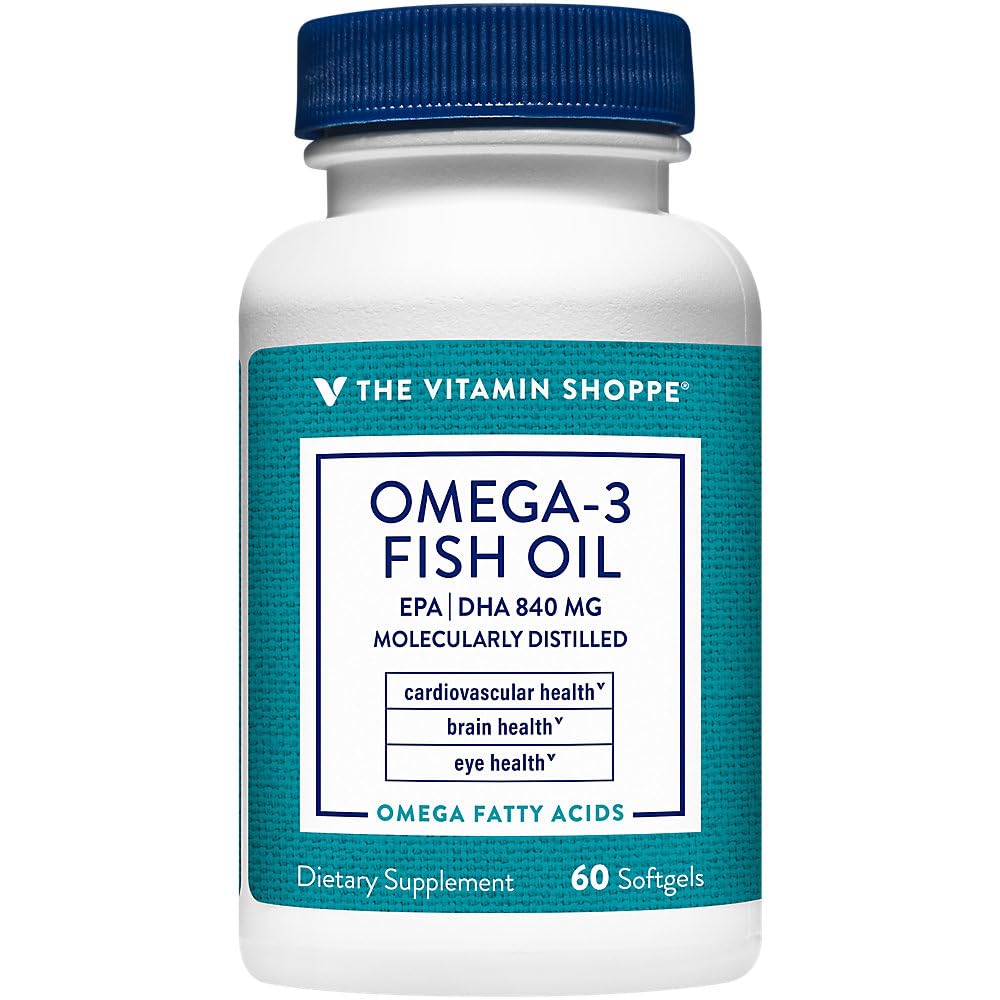 The Vitamin Shoppe Omega 3 Fish Oil 1100MG EPA DHA - Heart Health, Brain Function & Joint Support, Molecularly Distilled (60 Softgels) 60 Count (Pack of 1)