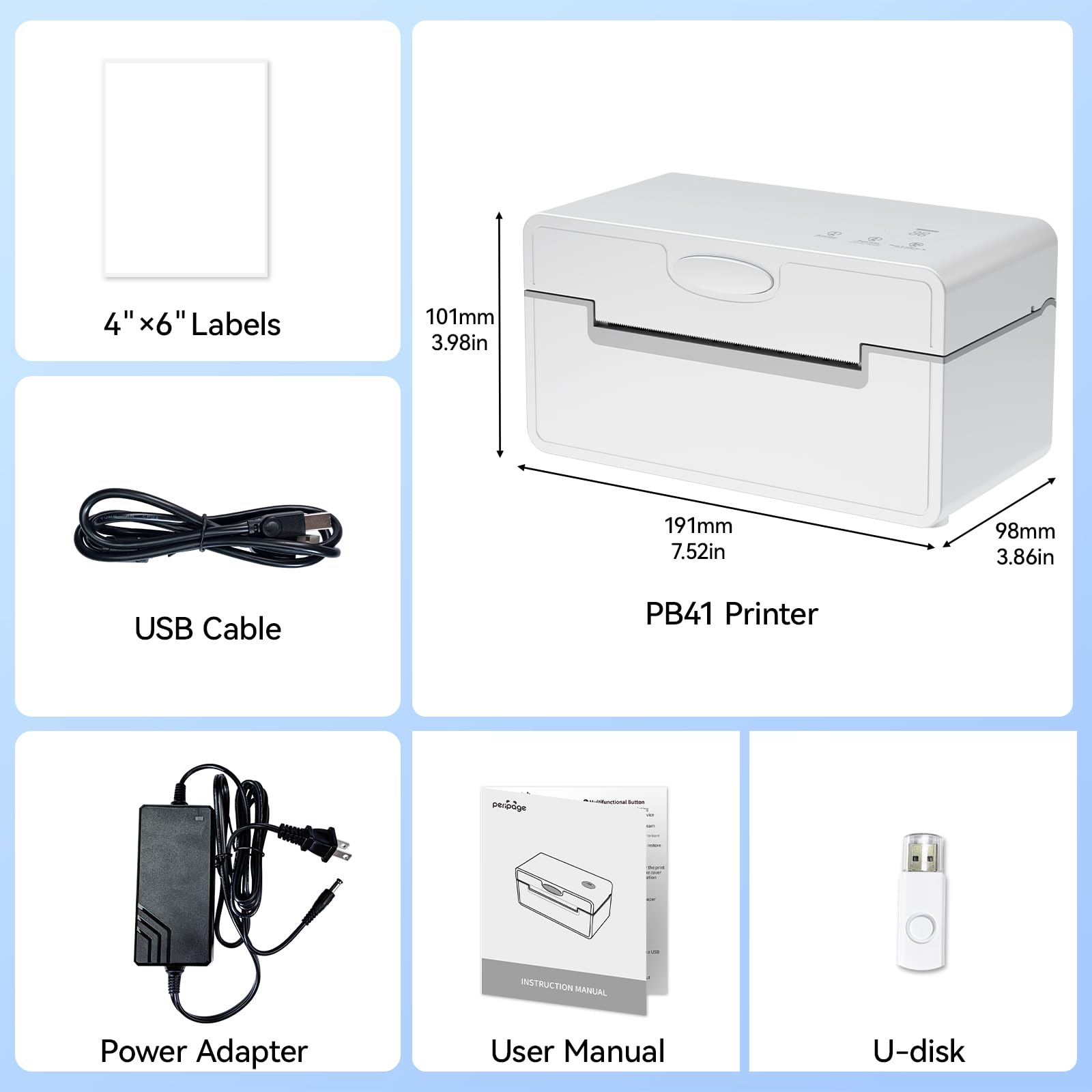 PeriPage Thermal Label Printer 4x6, DHL Shipping Label Printer, Wireless Bluetooth Labeldrucker for DHL UPS USPS, Compatible with iPhone ipad Windows