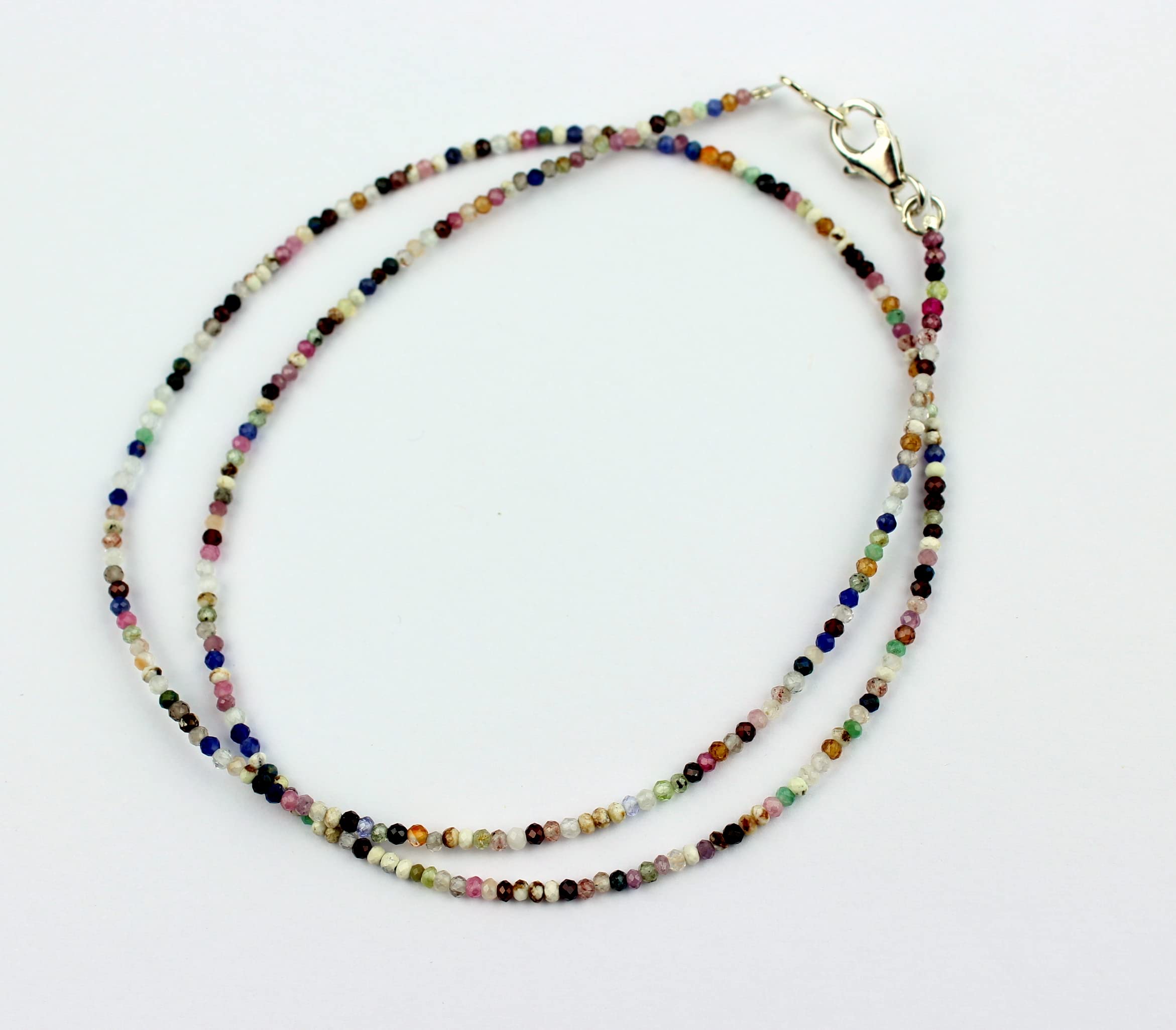 Echte Edelstein Kette Gemischt feingeschliffen Bunt Farbe ca. 45 cm