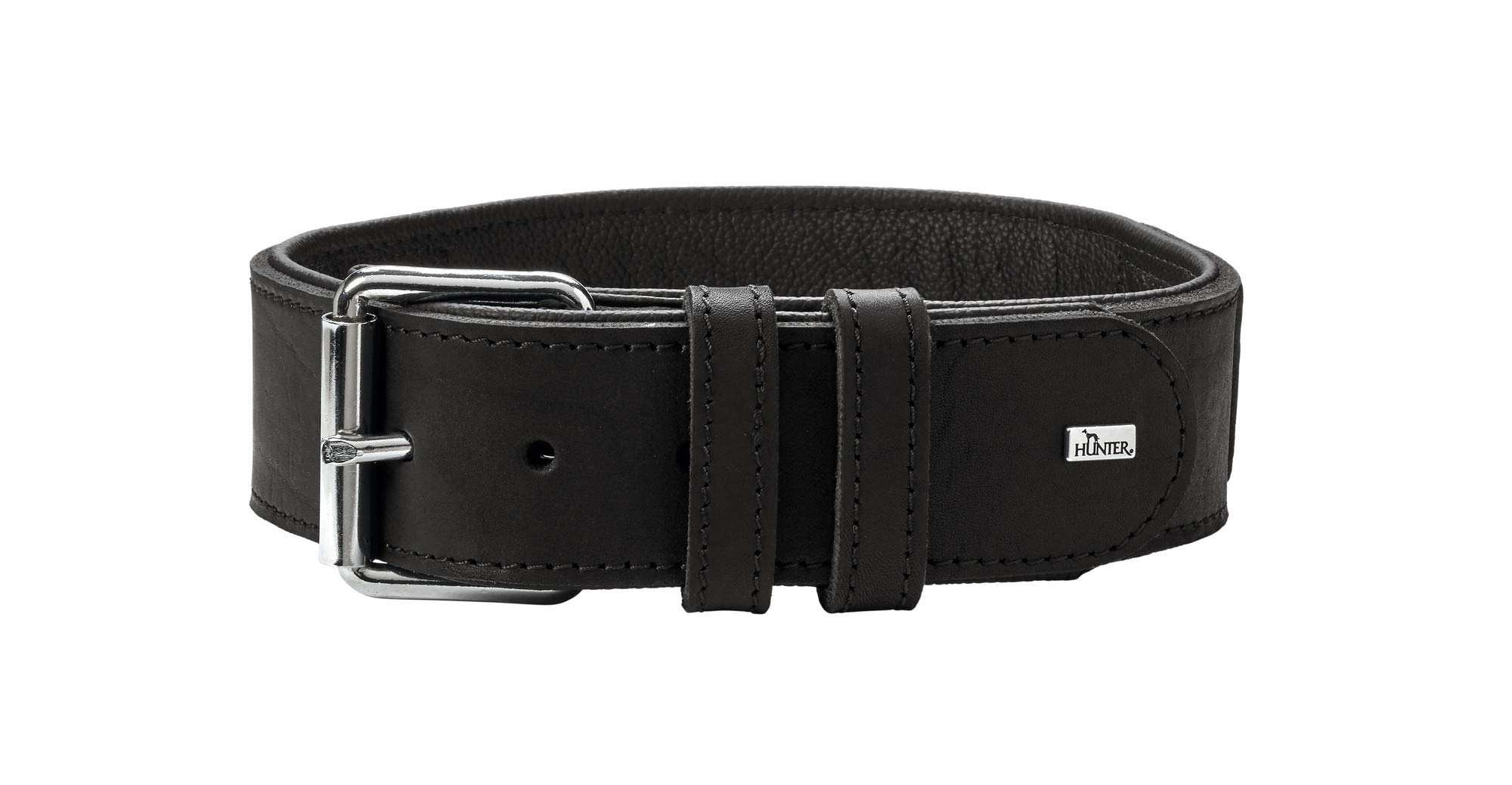 HUNTER Collar de Entrenamiento con asa Larvik, 65 67014 Piel de Vaca Genuina Suave, Negro, L