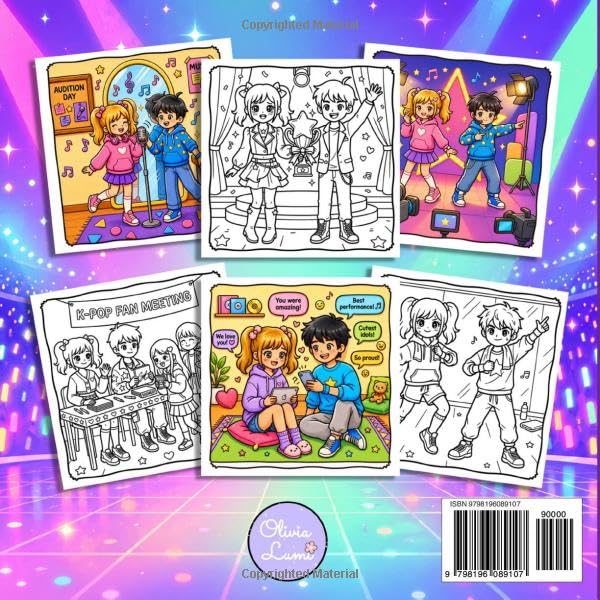 Kpop Superfan Coloring Book: Story from Fan to Idol Cute and Relaxing Chibi Kawaii Designs with Korean Bands Stress Relief for Adults and Teens (Cute Coloring Books) image 3