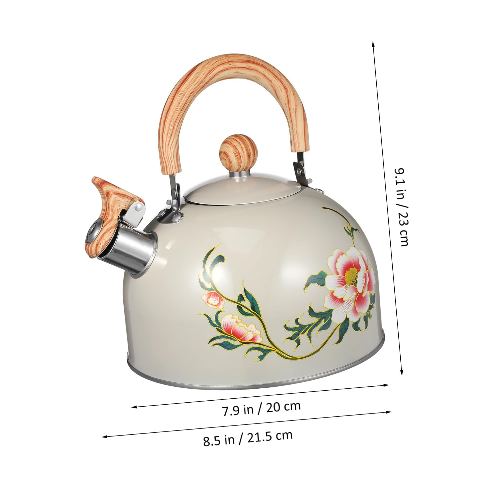 Tetera Acero Inoxidable Silbante Diseño Floral 3l